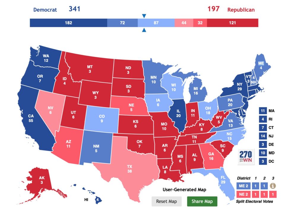 trump vs sanders electoral map