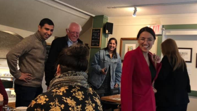 aoc spotted bernie vermont